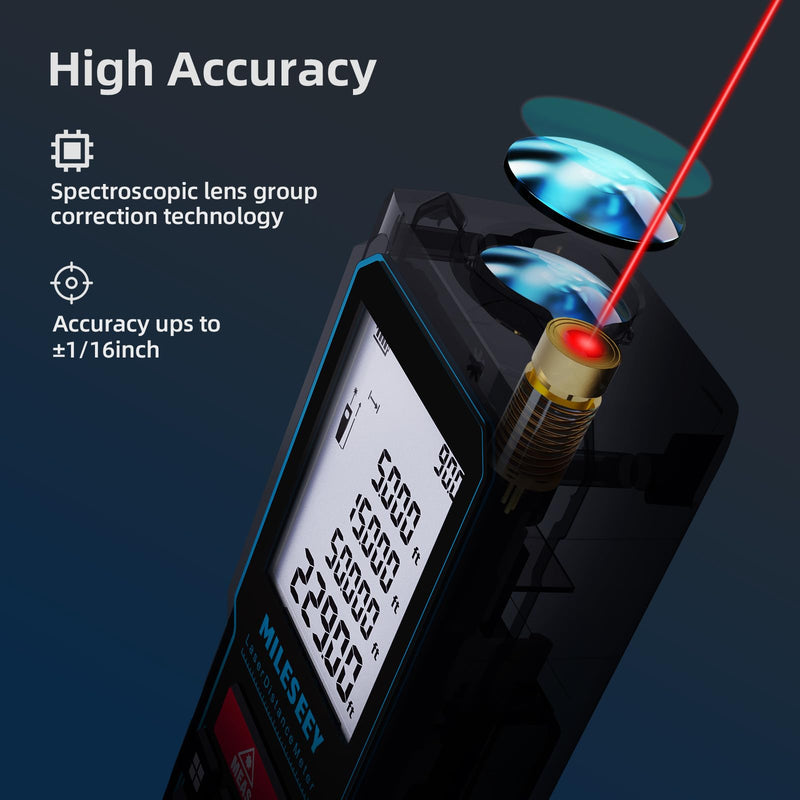 MILESEEY Laser Measurement Tool, ±2mm Accuracy Laser Measure with Digital Angle Level, Laser Tape Measure with Phone App, Record Data and Make Your own Sketch Support Hand-Drawn Plan/Draw on Picture 229ft