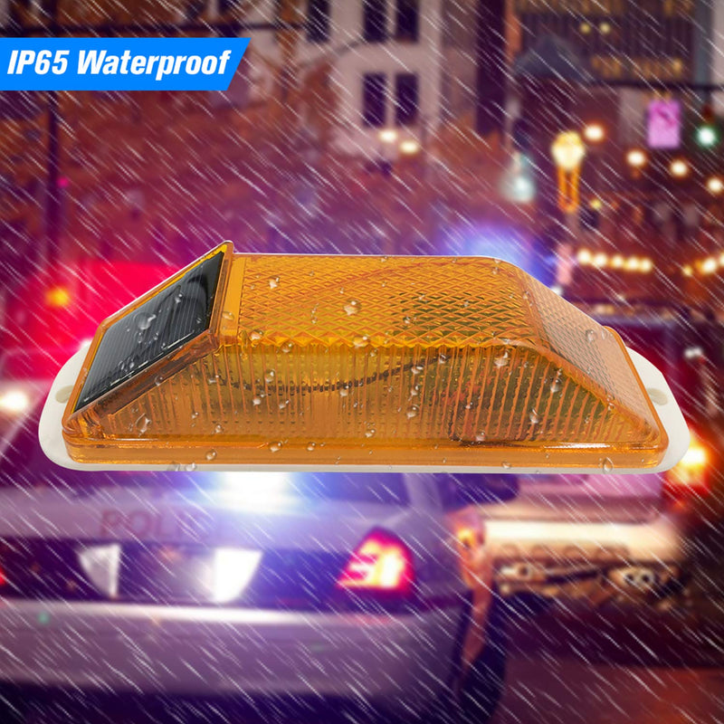 Solar Strobe Warning Light: Sensitive LED Warning Lamp High Bright Waterproof IP65 Light Control Flashing Beacon Barricade Construction Safety Traffic Light for Driveways Dock (Yellow) Yellow