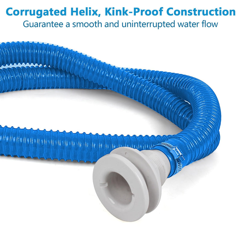 1-1/8 Inch Dia Marine Bilge Pump Hose,6 FT PVC Bilge Pump Hose, Bilge Pump Installation Kit with 1-1/8 Inch Thru Hull Fitting,Include Stainless Steel Clamps and U-Shaped Pipe Card (Blue) 1-1/8in - 6ft Blue Hose