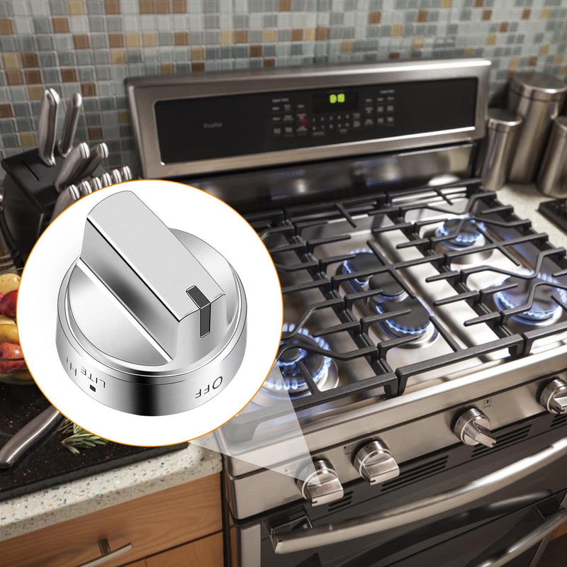 AMI PARTS WB03X24818 Gas Stove Knob Replacement for GE,100% Stainless Steel Stove Replacement Knobs PS11729081 AP5989029,Compatible with ge Stove Knob (Not Universal) 5 Pack Stainless Steel