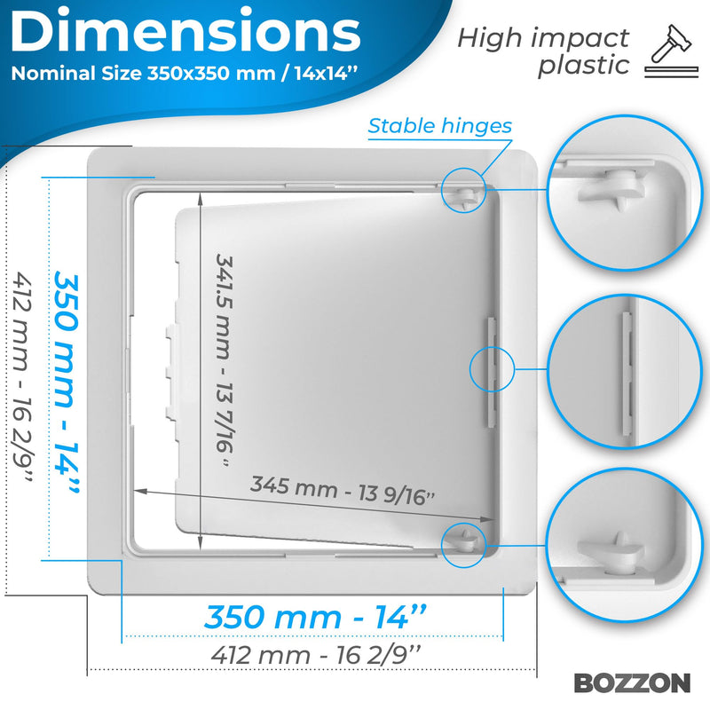 Access Panel for Drywall - 14 x 14 inch - Wall Hole Cover - Access Door - Plumbing Access Panel for Drywall - Heavy Durable Plastic White 14 х 14
