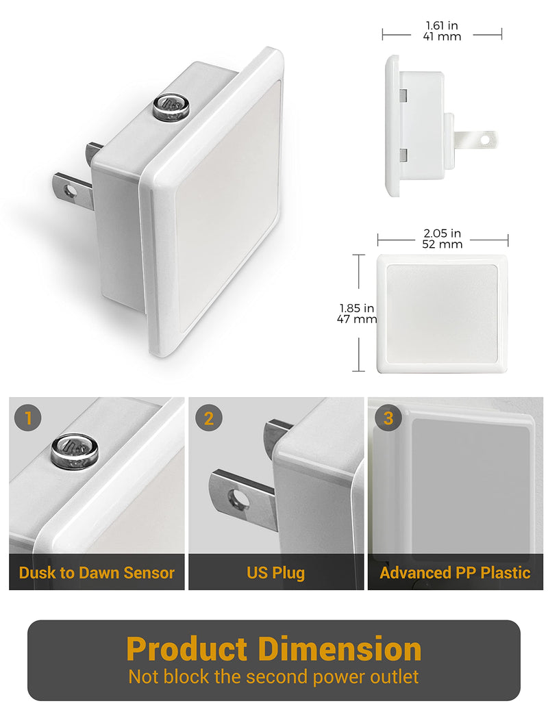 JandCase Night Lights Plug into Wall 2 Pack, Plug in Night Light with Dusk-to-Dawn Light Sensor, 3000K Soft White 0.3W, LED Nightlight for Bathroom, Adult, Hallway Warm White