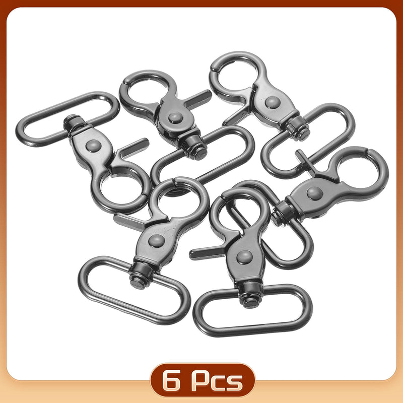 uxcell 6Pcs Swivel Snap Hook, 32mm(1 1/4") Trigger Snap Heavy Duty Zinc Alloy Metal Lobster Claw Clasp Lanyard Clips for Straps Bags Belting Leathercraft, Gun Black