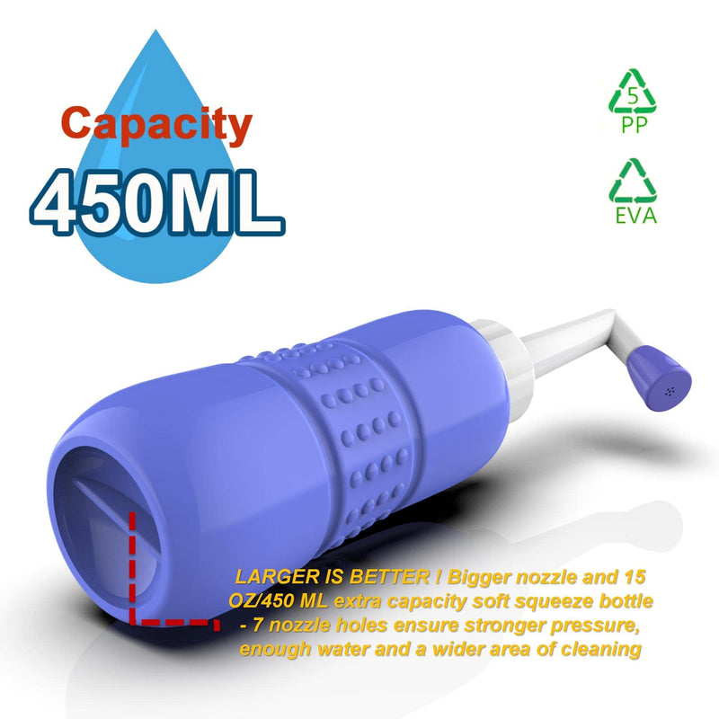 2PCS-Pack Portable Bidet for Toilet - 450ml Travel Bidet - 15oz Handheld Personal Bidet Empty Bottle - Childbirth Cleaner -for Outdoor,Camping,Travling,Driver,Personal Hygiene -with Storage Bag 450ml Blue X 2pcs 【hot Sales!】
