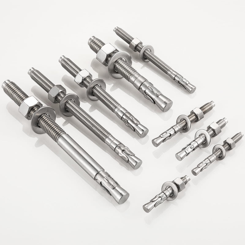 10Pcs 1/4x3" Inch Standard Fasteners for Heavy-Duty 304 Stainless Steel Wedge Anchors for Cement and Concrete 1/4x3" 10