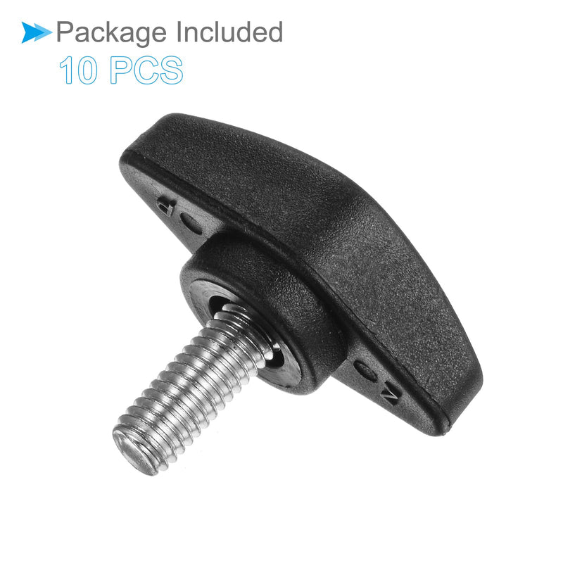 Tee Wing Knobs Thumb Screw, M6 x 14mm Male Thread, Plastic T Thumb Clamping Screw Threaded Stud Hand Knobs Grip, (Applications: for Machinery Lathes), 10-Pieces