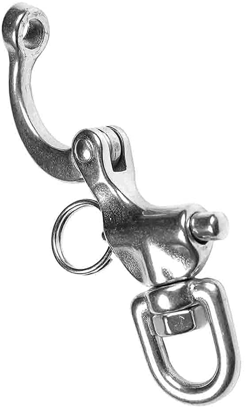 2/4 PCS Heavy Duty Marine 316 Stainless Steel Fixed Snap Shackle Quick Connect Shackle Snap Hook Rigging for Sailboat Yacht (2Packs, Overall Length:87mm) 2Packs