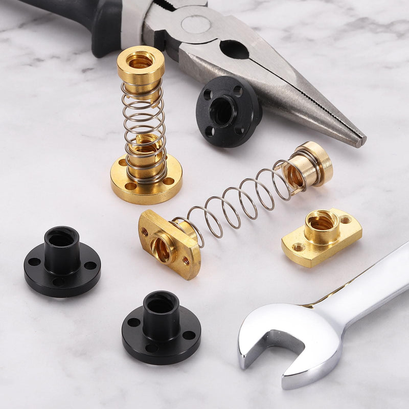 uxcell 8 Pcs Tr8x8 Lead Screw POM Plastic Nut, Trapezoidal Nut Linear Screw Acme Thread Screw Replacing Brass Nut (2mm Pitch, 4 Start, 8mm Lead) for 3D Printer Accessories