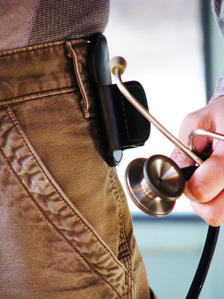 – Black – The Original Leather Stethoscope Holster | Handmade in Maine | Sturdy Hip Clip | No More Neck Carrying or Loss