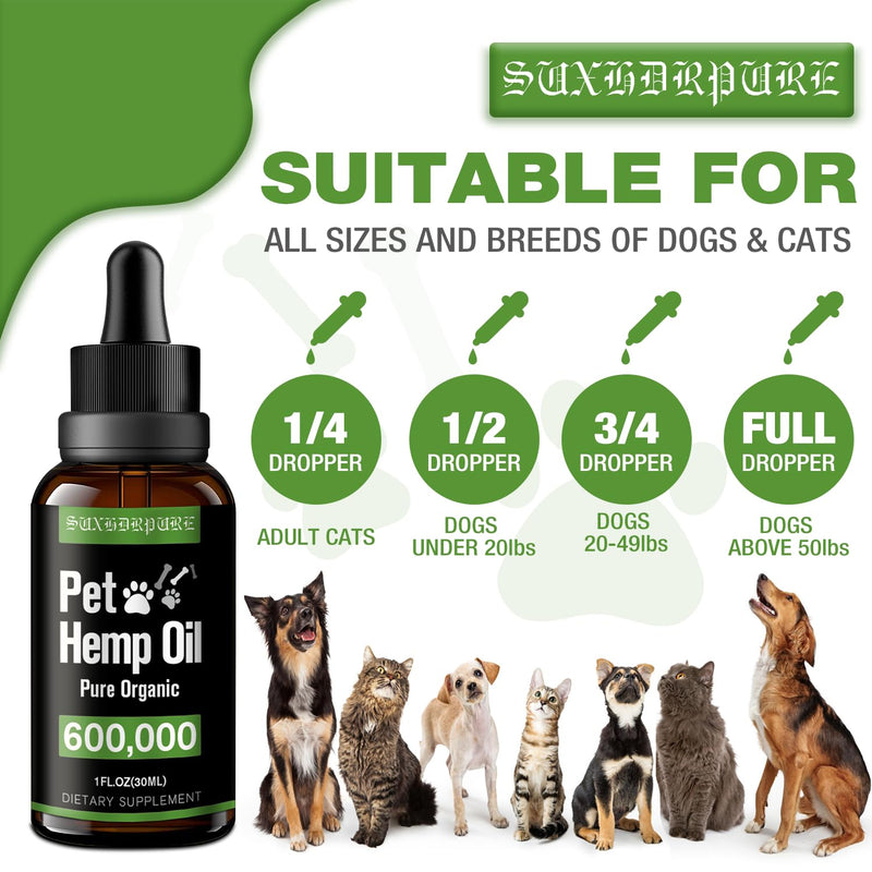 Natural Hemp Oil for Dogs and Cat, Helps with Anxiety, Pain, Stress, Sleep, Arthritis, Seizures Relief, Hip Joints Support Calming Treats