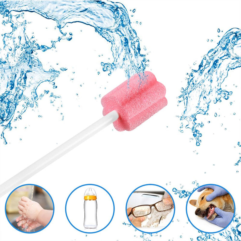 50 Disposable Oral Care Swabs, Sponge Dental Swabsticks Unflavored Sterile(Pink） Plum Pink