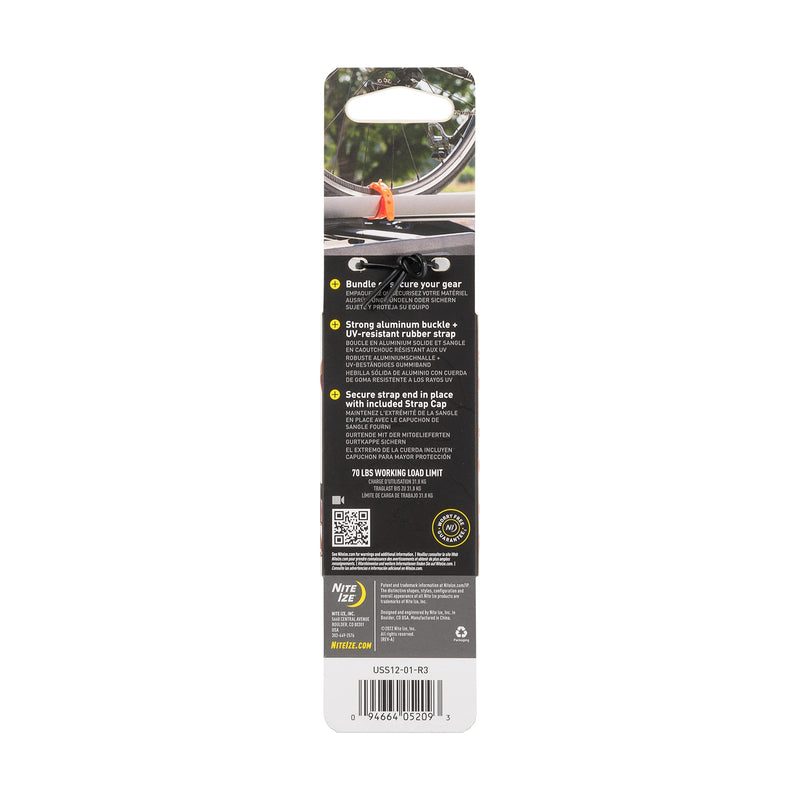 Nite Ize, Inc. USS12-01-R3 Nite IZE GearPro Secure Tarps, Hoses, Skis, Lumber, 70 lb. Load Limit, 12 inch, Black Utility Strap 12"