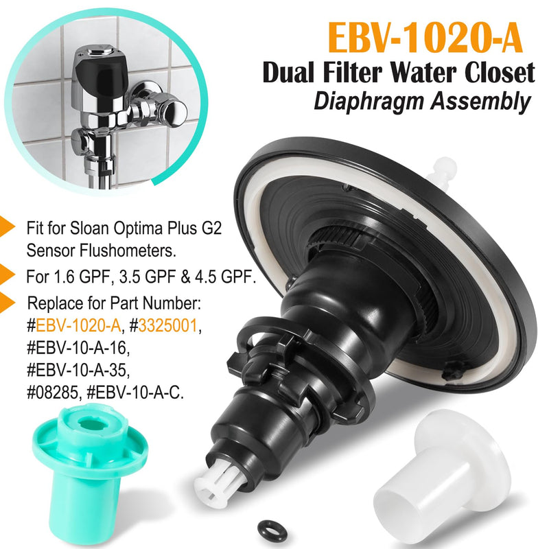 EBV-1020-A Dual Filter Urinal & Water Closet Electronic Diaphragm Assembly