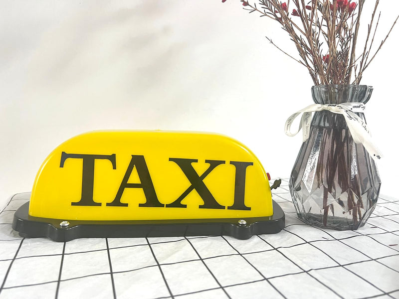 USB Rechargeable LED Car TAXI Sign Top Light Yellow Shell Dome Light With Magnet Base Taxi Light Waterproof Push Button Red Switch