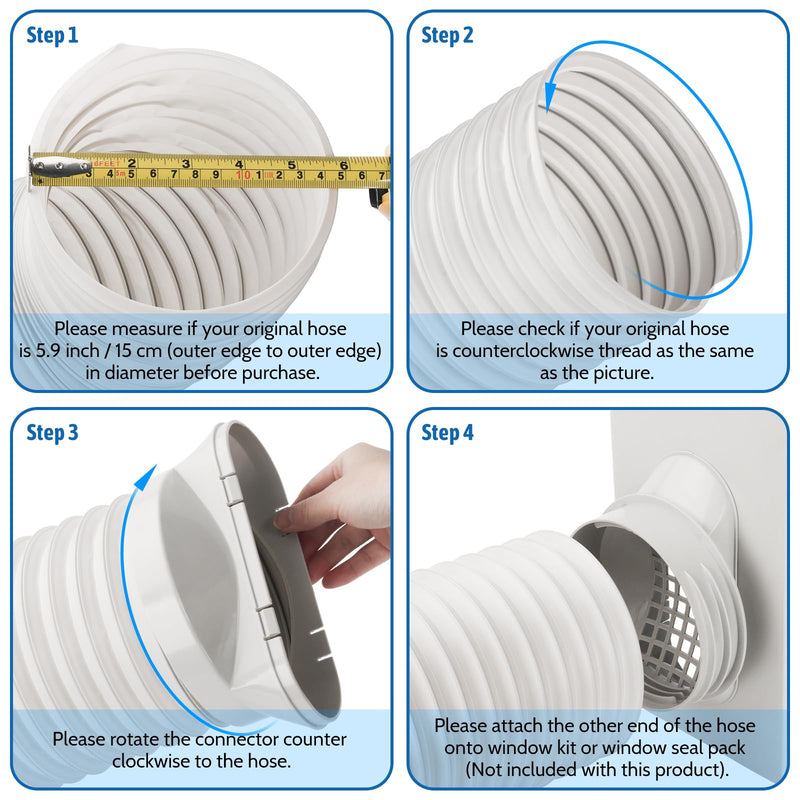 Portable Air Conditioner Hose 5.9" Dia 47" Length, AC Vent Exhaust Hose Dia 5.9''/ L 47''