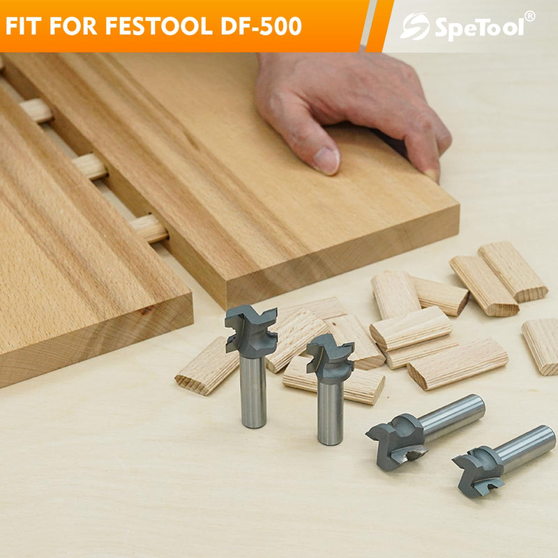 SpeTool Carbide Router Bit 1/2 Shank Compatible with Festool Domino Joiner, 5mm Domino Tenon Cutters for Woodworking 5mm Dia