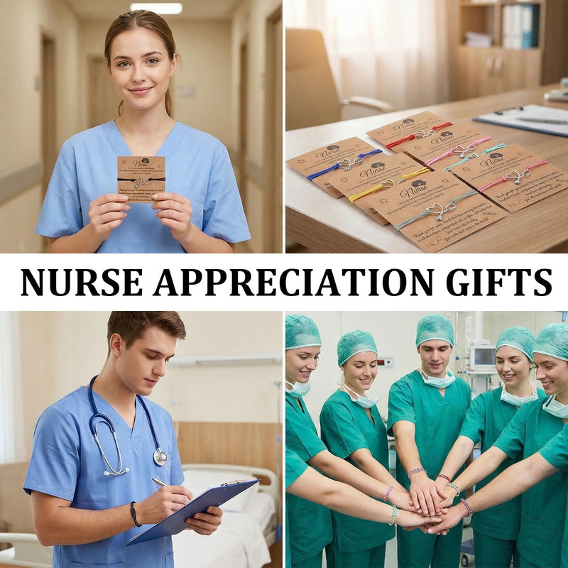 60 Sets Heart Stethoscope bracelet Bulk Nurse Gifts for Women Nurse Bracelet Nurses Week Gifts Bulk 2026 Nurses Appreciation Gift Nursing Student Graduation Gift With Blessing Cards for Women