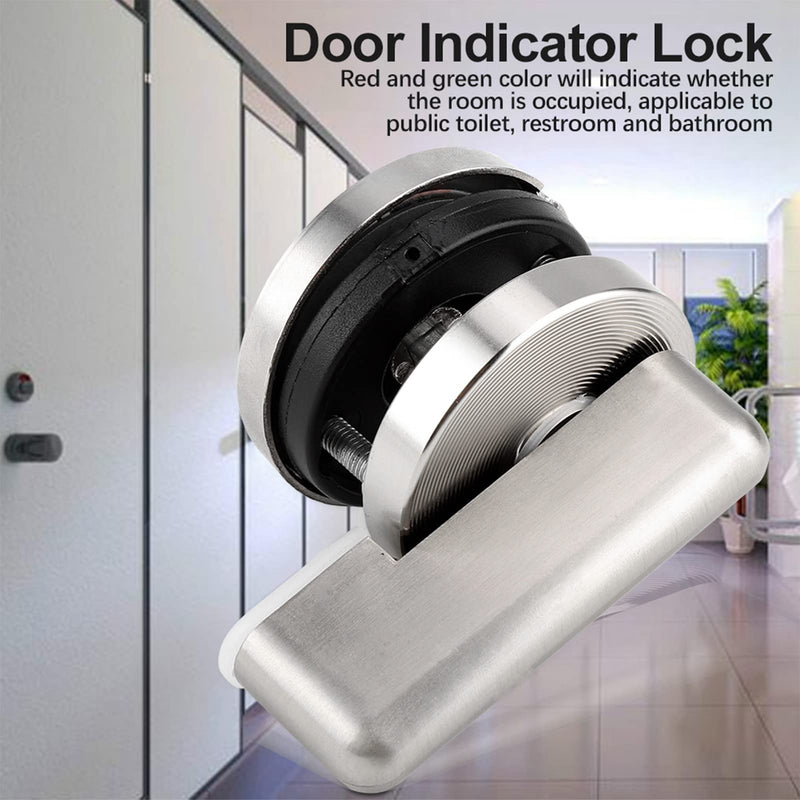2Pcs Door Lock Indicator, Privacy Indicator Lock Vacant/Engaged Chrome Latch Public Restroom Toilet Privacy Partition Door Lock Latch for Toilet Restroom Bathroom Silver*2