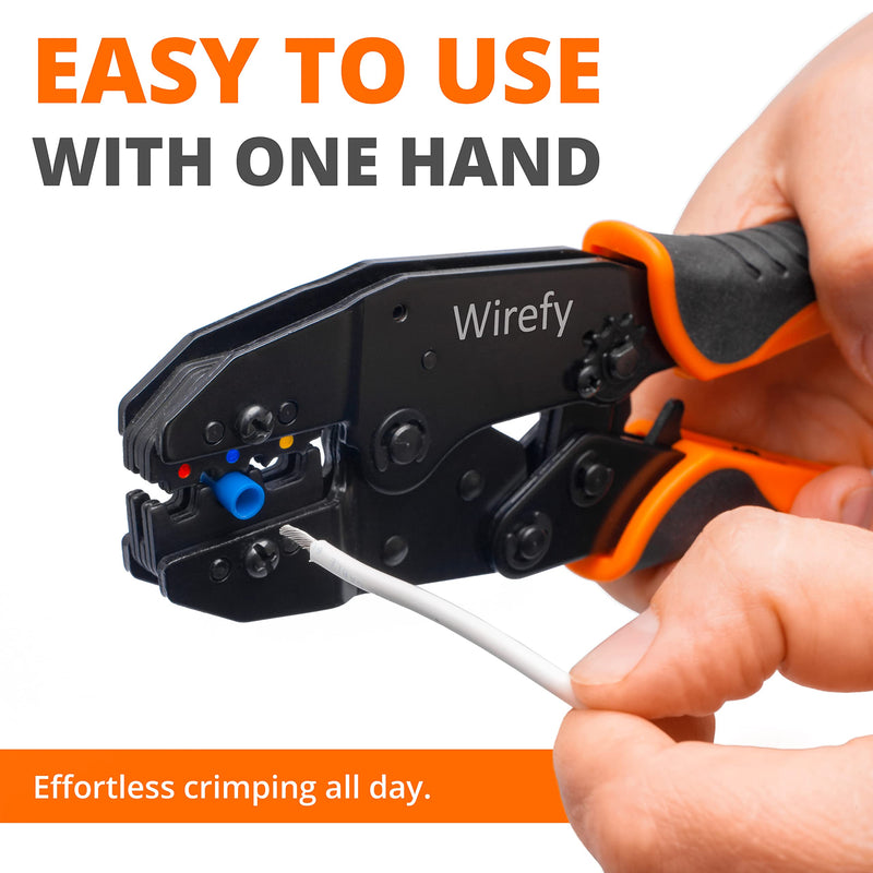 Wirefy Crimping Tool For Insulated Electrical Connectors - Ratcheting Wire Crimper Tool - Crimping Pliers - Ratchet Terminal Crimper - Wire Crimping Tool | Crimper Tool Electrical and Crimp Tool For Insulated Nylon Connectors