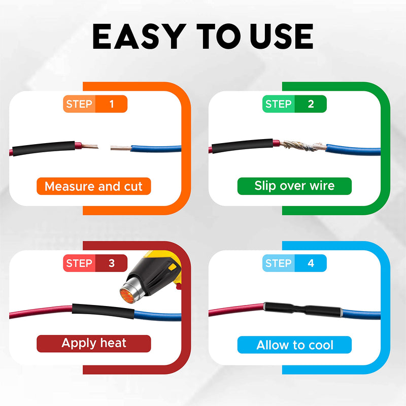 Heat Shrink Tubing 1/4", 3:1 Ratio Shrink Tube Industrial and Marine Grade, Dual Wall Adhesive Lined Wire Shrink Wrap Tubing, 59 Feet Roll 1/4" 59 Feet Black