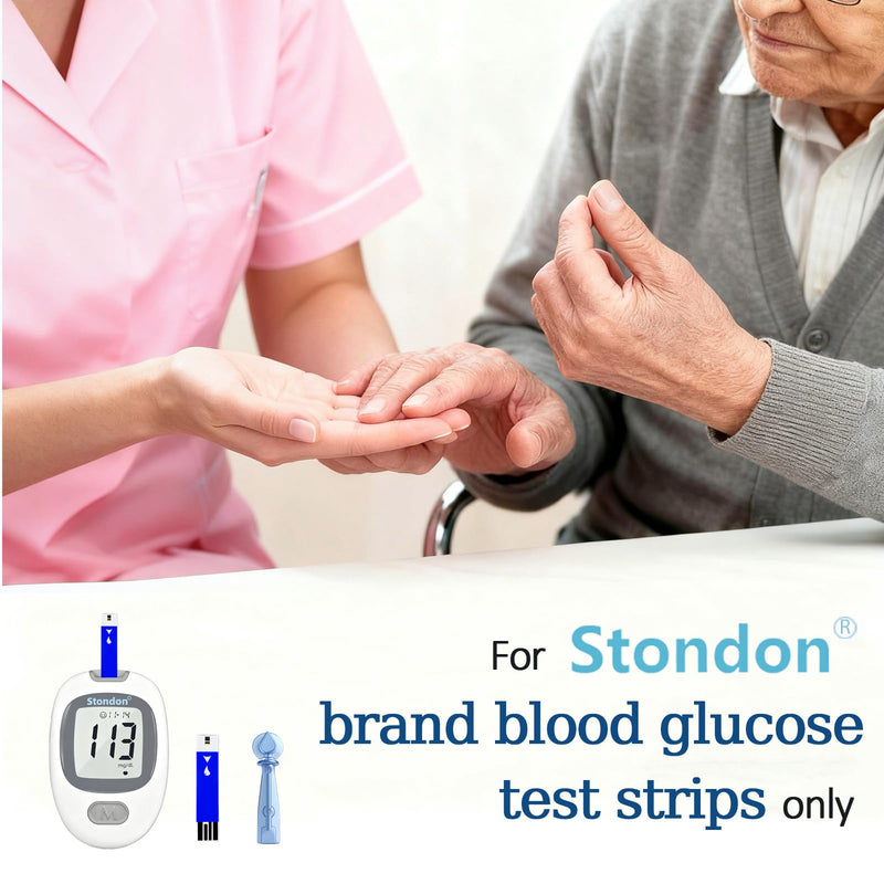 Stondon Blood Glucose Test Strips and Lancets, 50 Test Strips + 50 Lancets, Compatible with Stondon G430/G520/G425-3 Glucose Meters, No Coding Blood Sugar Testing Supplies