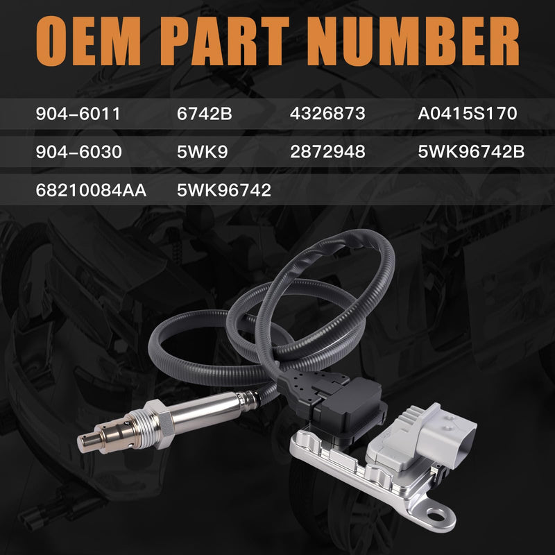 NOx Sensor Downstream Nitrogen Oxide Sensor Compatible with 2013-2018 Dodge Ram 2500 3500 4500 5500 6.7L Cummins Turbo Diesel Engines Replaces 68210084AA 68210084AB 904-6030 5WK96730