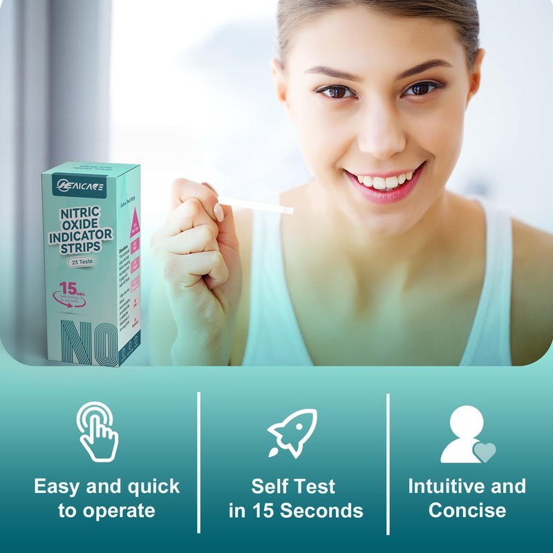 Nitric Oxide Indicator Strips-25 Strips, Rapid Results Saliva Nitric Oxide Testing Strip, Cardiovascular Health Measuring The Quantity of Nitric Oxide Get Results in Just 15 Seconds
