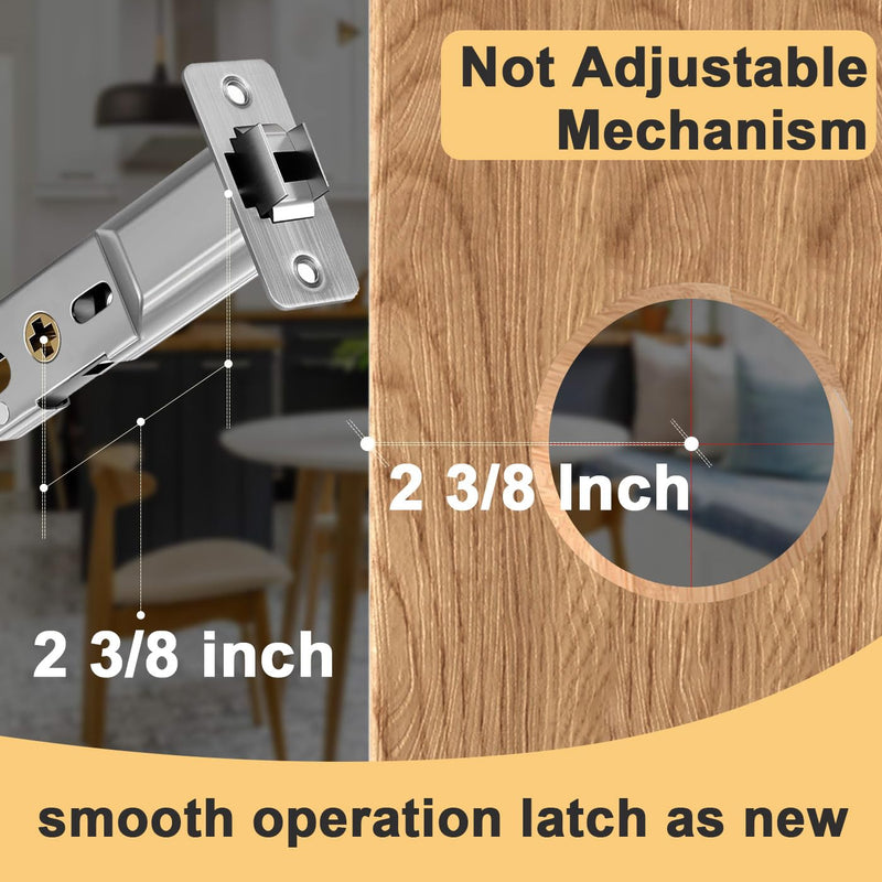 Brushed Nickel Privacy Pocket Door Hardware, 2 3/8" Backset, Zinc Alloy Heavy Duty Square Pocket Door Lock Silver, Solid Pocket Door Handle(1 Pack) 1 Pack 2 3/8" Brushed Nickel