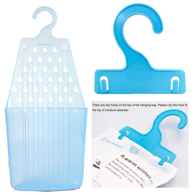 Wisesorb Moisture Absorber Packets with Plastic Case & Hook, Odor Eliminator, Leak Proof, Fragrance Free, Humidity Packs, Hanging Closet Dehumidifier Bags, Moisture Absorber (4 Packs) 1 Count (Pack of 4)