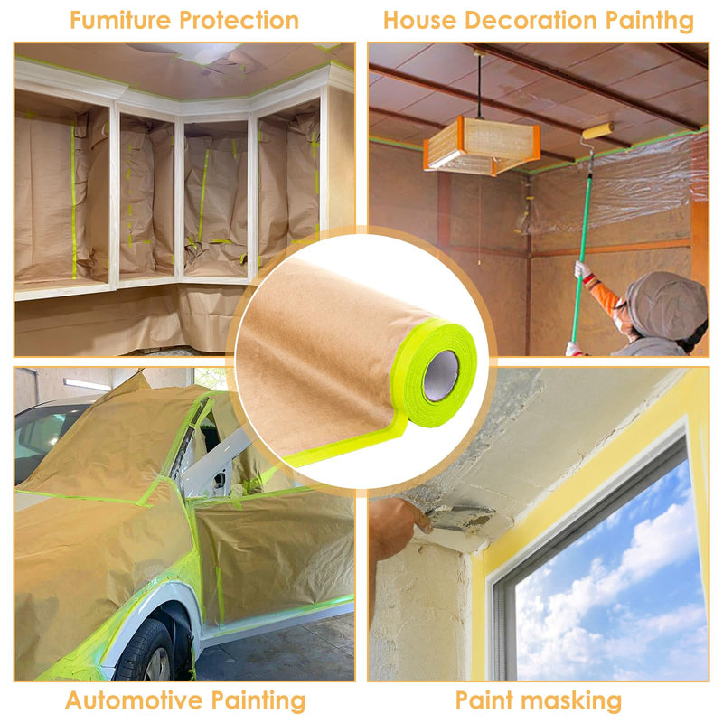 6 Pack Masking Paper for Painting 6 Inch x 50 Feet Painters Paper Tape and Drape Paint Masking Paper Painters Masking Paper Roll for Painting Car, Auto Body, Floor Protection