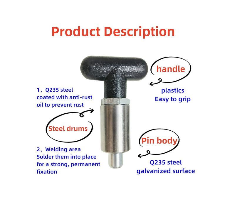 Innovative Components AI1/2T1.5-B-TR6 1/2" tapered tip, 2.25" Rounded T knob Spring Loaded Pop Pin 1.50" welds on barrel included