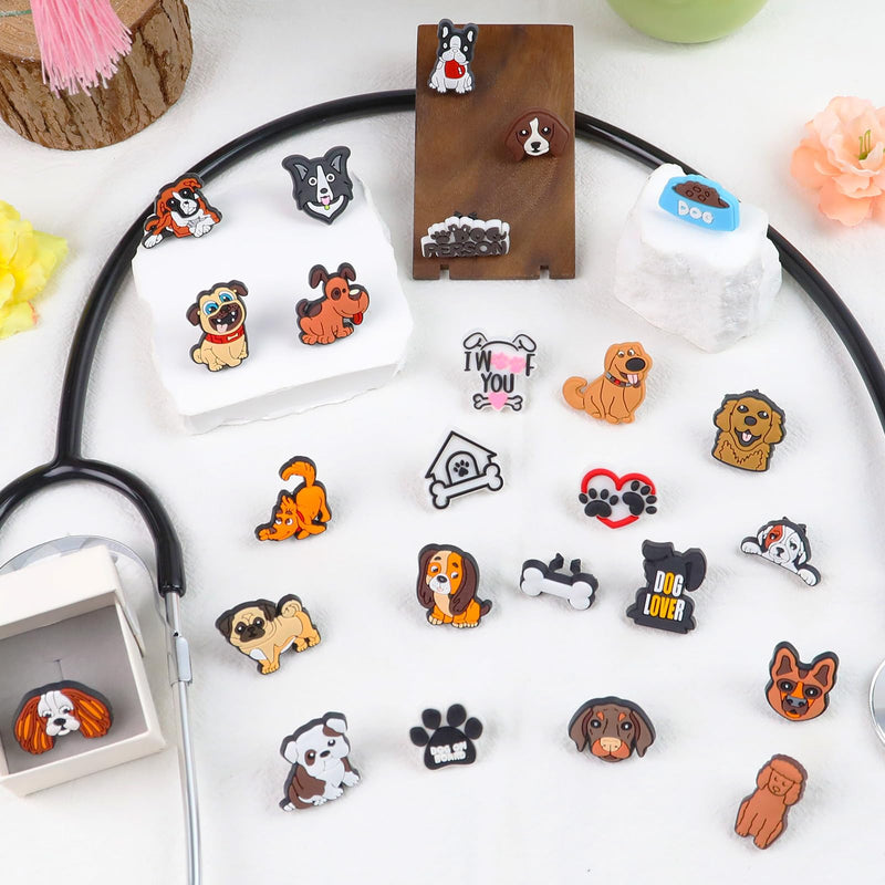 Cute Cartoon Dog Stethoscope Charms Pediatric Stethoscopes Decor | Includes 25 Pieces. Perfect Car Interior Decoration. Ideal Gift For Nurses & Medical Staff & Veterinarians & Graduates Cute Dog Series