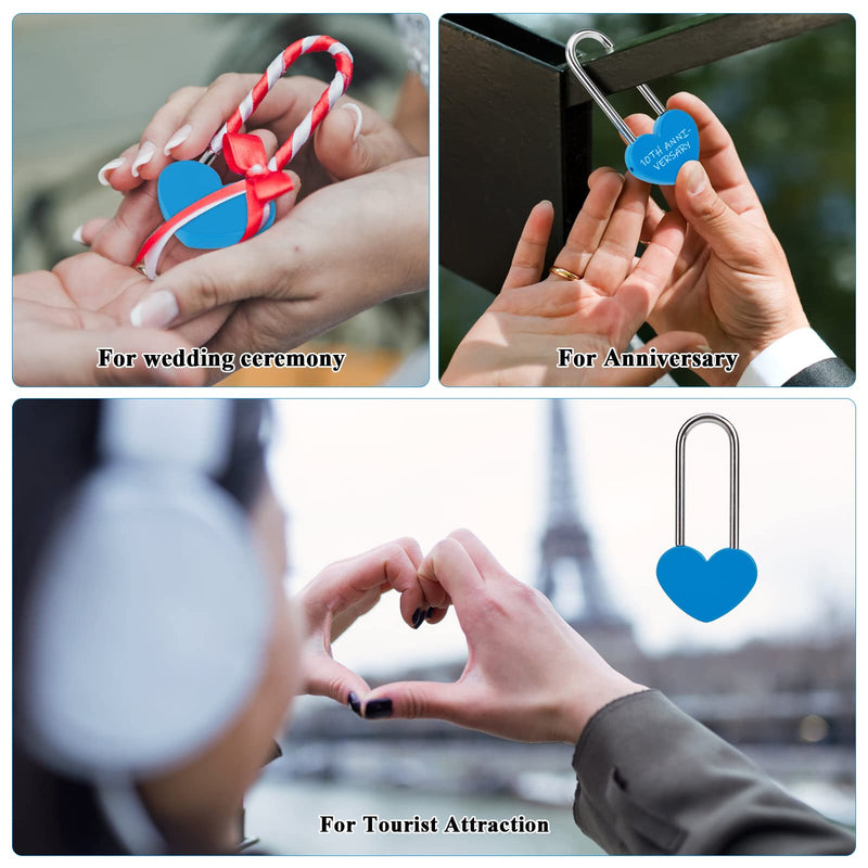 25PCS Blue Love Lock No Key Heart Padlocks 3.5" 50mm Aluminum Unity Locks 25 Pieces