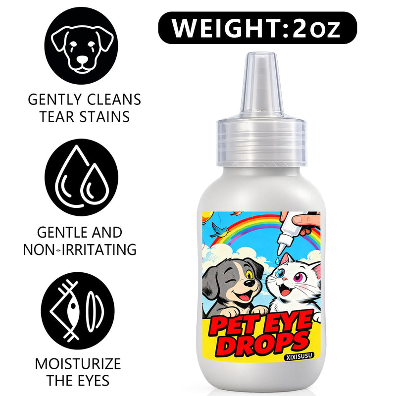 Pet Eye Drops for Dogs & Cats | Tear Stain Remover | Gentle Eye Wash Solution for Dry Eyes, Goopy Eyes | Safe Daily Eye Cleaner (2 fl.oz) 2 fl.oz