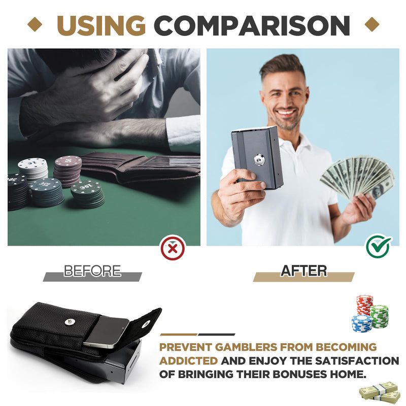 Zhengmy 2 Pcs Portable Lock Metal Pocket with Waist Bag for Winners Bank Casino Large Capacity Wallet Box Cash Lock Pocket with Key Gifts Stops The Addictive
