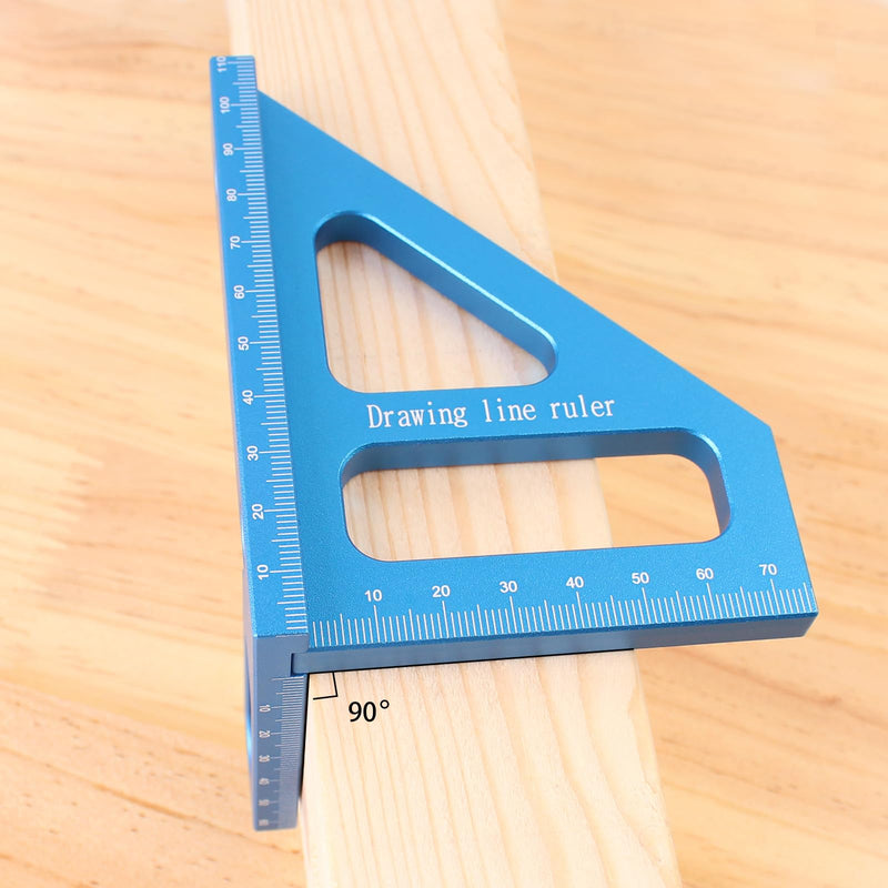 3D Multi-Angle Measuring Ruler,45/90 Degree Aluminum Alloy Woodworking Square Protractor, Miter Triangle Ruler High Precision Layout Measuring Tool for Engineer Carpenter,Blue Blue(Metric)
