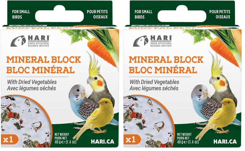 Hari Mineral Block for Birds with Dried Vegetables, Calcium Supplement Bird Treat (Pack of 2) 1 Count (Pack of 2)