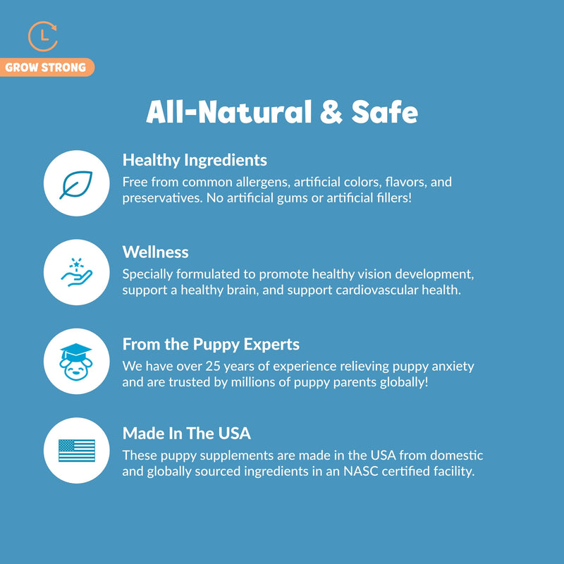 Snuggle Puppy Puppy Bites Grow Strong Supplement - Dog Soft Chews for Overall Health - Omega 3 Supplement for Dog Health - Fish Oil Chews for Dogs - 60 Soft Chews - PawsPlanet Australia