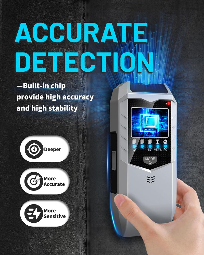5 IN 1 Stud Finder Wall Scanner, Enhanced Accuracy High Stability Electronic Detector for Wall Wood Metal Studs, Stud Sensor Beam Finders for Center & Edge of Wood AC Wire Metal Studs Joist Pipe