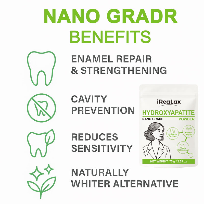 100% Pure Nano Hydroxyapatite Powder 75g (2.65 oz) | Nano Grade unflavored Hydroxyapatite Crystals for Teeth | DIY Formulations | nanohydroxyapatite Bulk