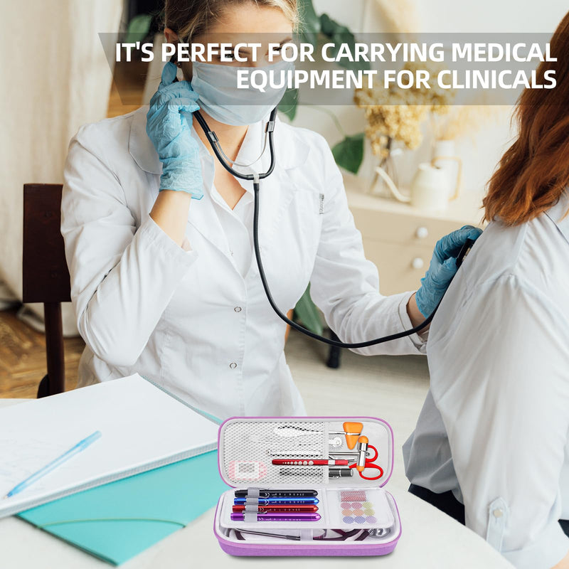 Stethoscope Case for MDF Acoustica/MD One, 3M Littmann Classic III/Lightweight II S.E/Cardiology IV Diagnostic/CORE Digital Stethoscopes, Includes Mesh Pocket for Nurse Accessories -Purple Purple