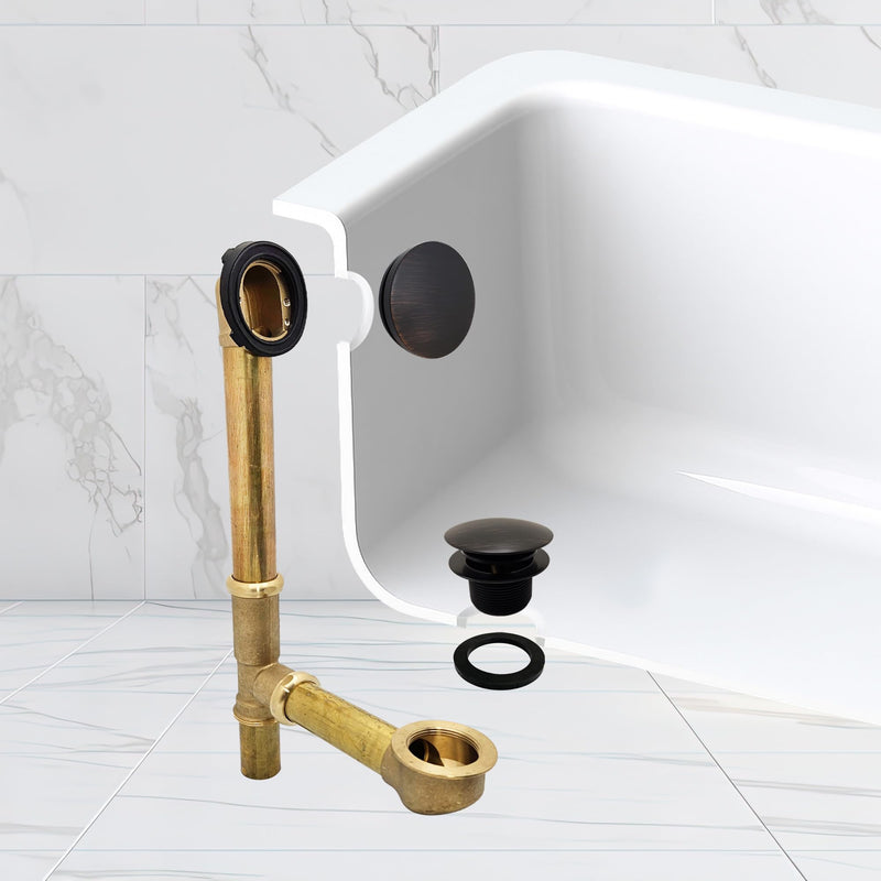 Westbrass D325H-12A European Tip Toe Bath Waste Drain Kit with Illusionary Faceplate, 14" Make-Up, 17 Ga., Antique Bronze