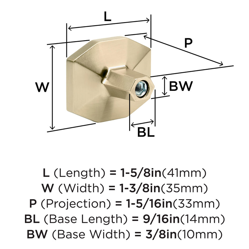 Amerock Carrione 1-5/8 inch (41 mm) Length Marble White/Golden Champagne Cabinet Knob, BP36638MWBBZ