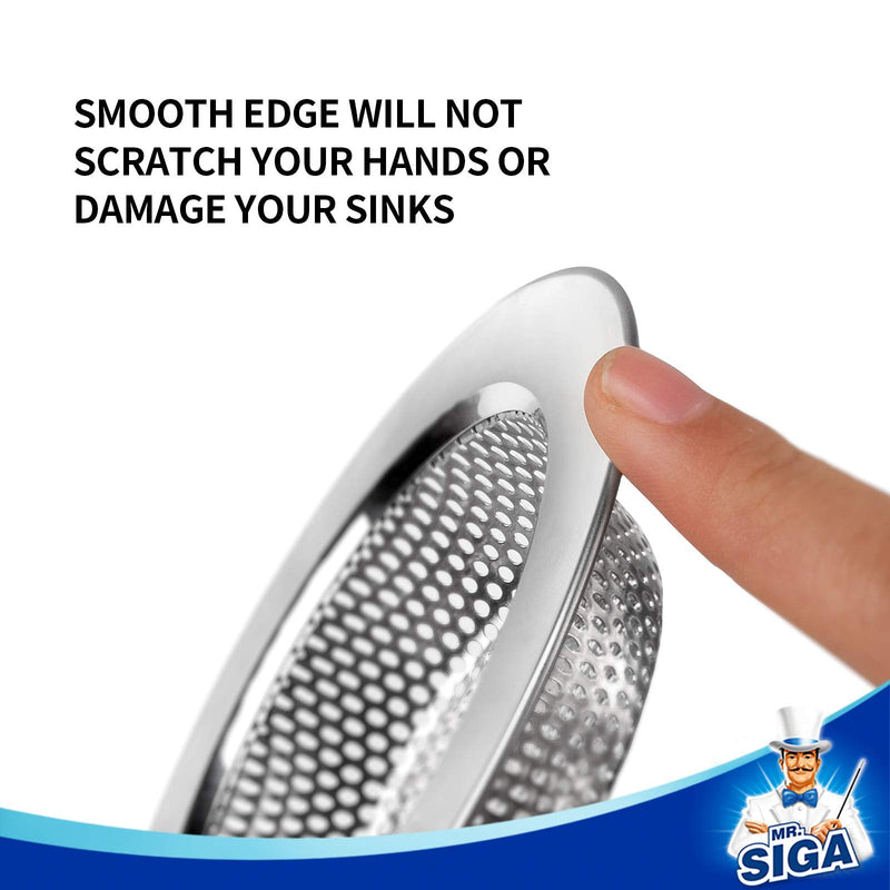 MR.SIGA Kitchen Sink Strainer, Stainless Steel Sink Drain Strainer, Dishwasher Safe, Outer Diameter 4.4 inch/11.2cm, Inner Diameter 3 inch/7.6cm, Pack of 3 Silver normal