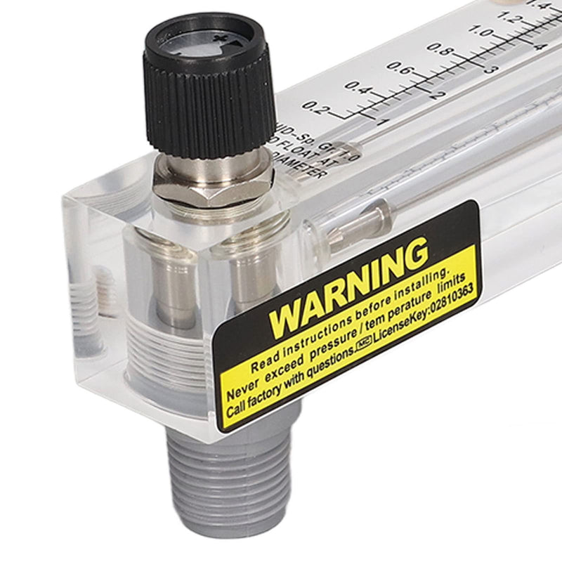 Walfront 0.2‑2GPM Panel Type Water Meter Adjustable Liquid Flowmeter 1/2in Male Thread 1/4in Female Thread