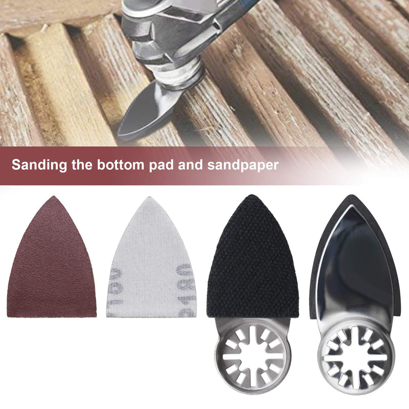 52Pcs Oscillating Multi Tool Finger Sanding Pads Accessories Kit 52x37x7mm Triangular Finger Sanding Pads & Sandpaper Universal Interface
