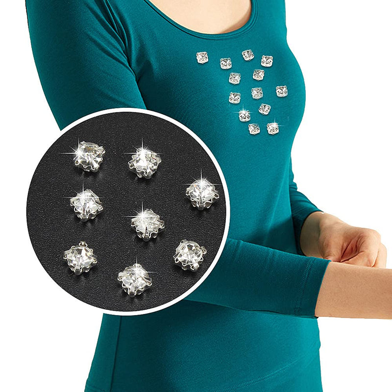 1500 Pcs 4 mm Sew On Cystal White Rhinestones Glass Rhinestone Silver Plated Metal Back Prong Setting Sewing Claw Rhinestone for Costume, Clothes, Garments, Dress, Earring, Belt and Shoes White Crystal-Silver Base-4mm-1500pcs 4mm