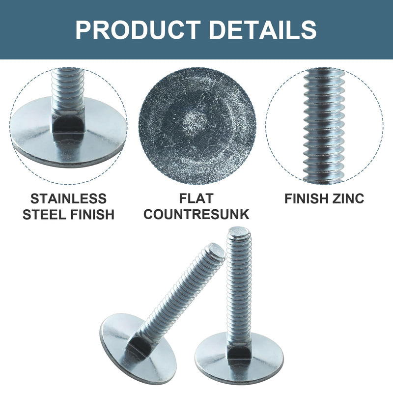 014973239633 Elevator Bolts for Several uses,Steel,Zinc,Flat Countersunk,1/4-20 x 1-1/2, Piece-20