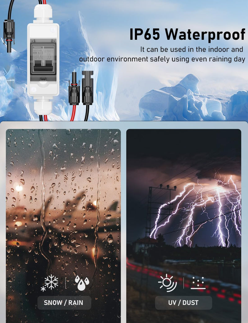 DIHOOL Solar Panel Disconnect Switch 30 Amp Breaker Box, DC Circuit Breaker, AC Disconnect Box Outdoor 400v 30 Amp