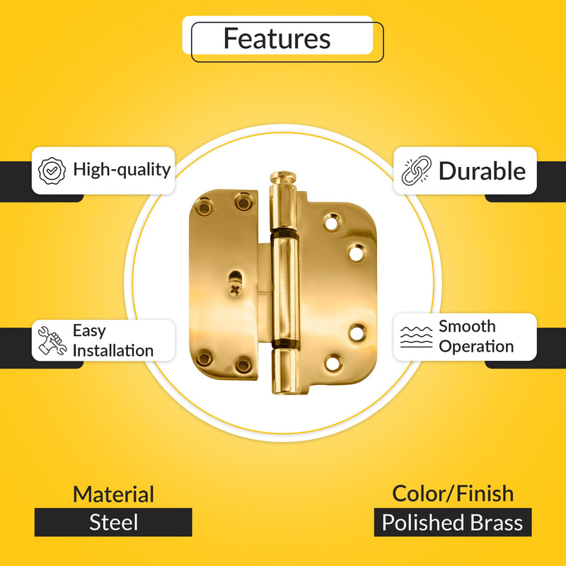 Brixwell 56-223pb Adjustable Guide Hinge Polished Brass Flat Leaf with NRP Pin
